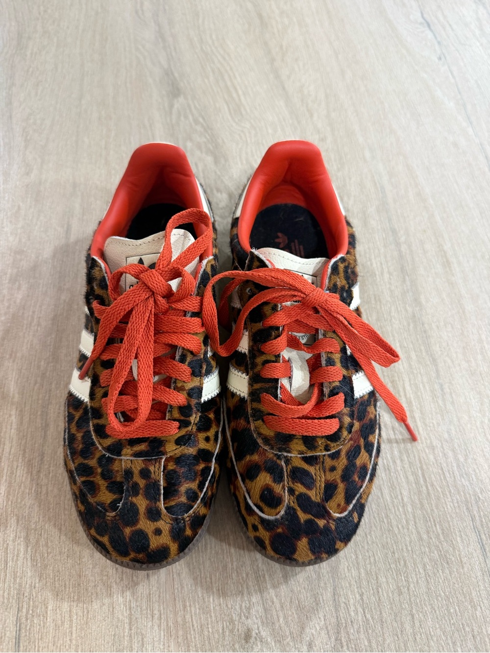 Adidas Samba OG Leopard Pony Hair Sneakers Coral Orange Womens 5.5 - Picture 2 of 8